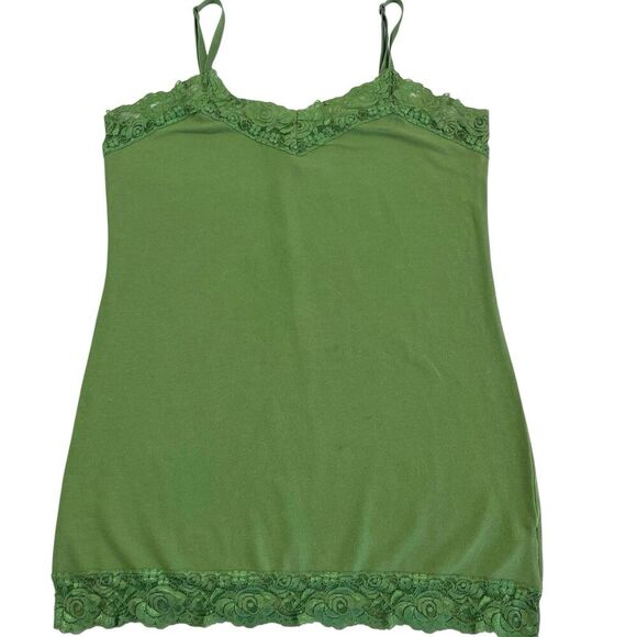 No Boundaries Lace Trim Y2K Tank Top Green Forest Fairy Whimsigoth Bella Swan - Picture 1 of 9